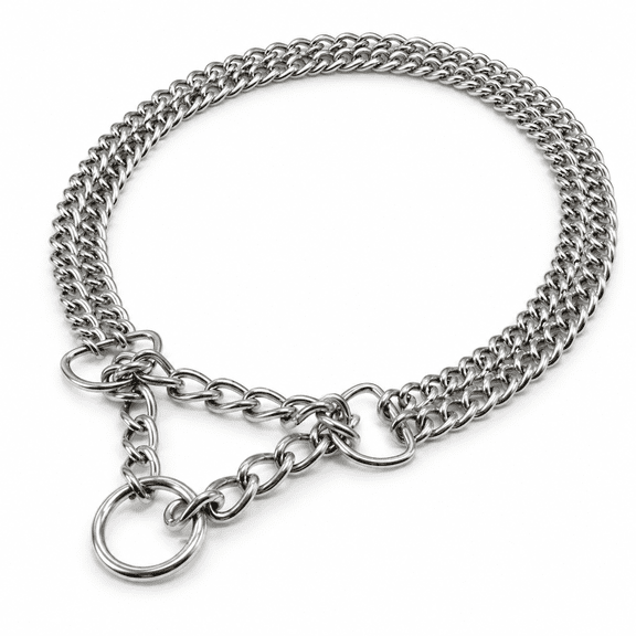 ELORIAH Dog Chain Collar Metal Martingale Collar Anti Chew Training Collars Chew Proof Dog Slip Collar Chrome Plated Double Link Dog Collar for Small Medium Dogs(Silver,Medium(Neck 16-21''))