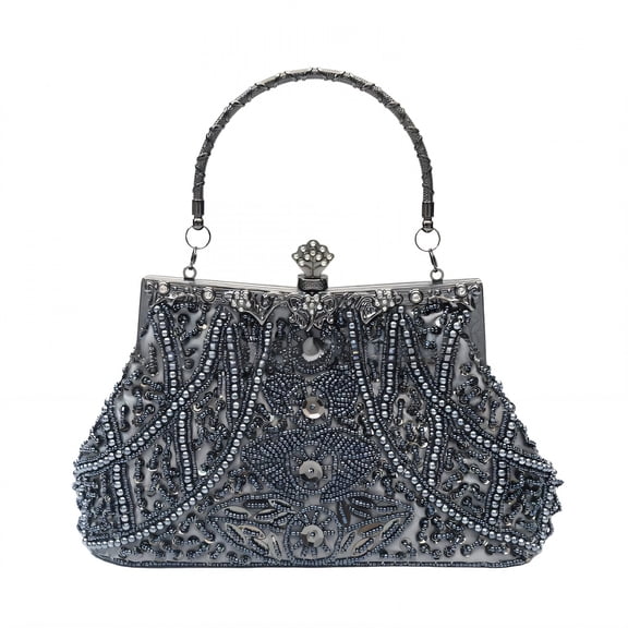 ELORIAH Evening Bag,Metal Frame Clutch Purse,Metal Chain Ladies Purses,Gray
