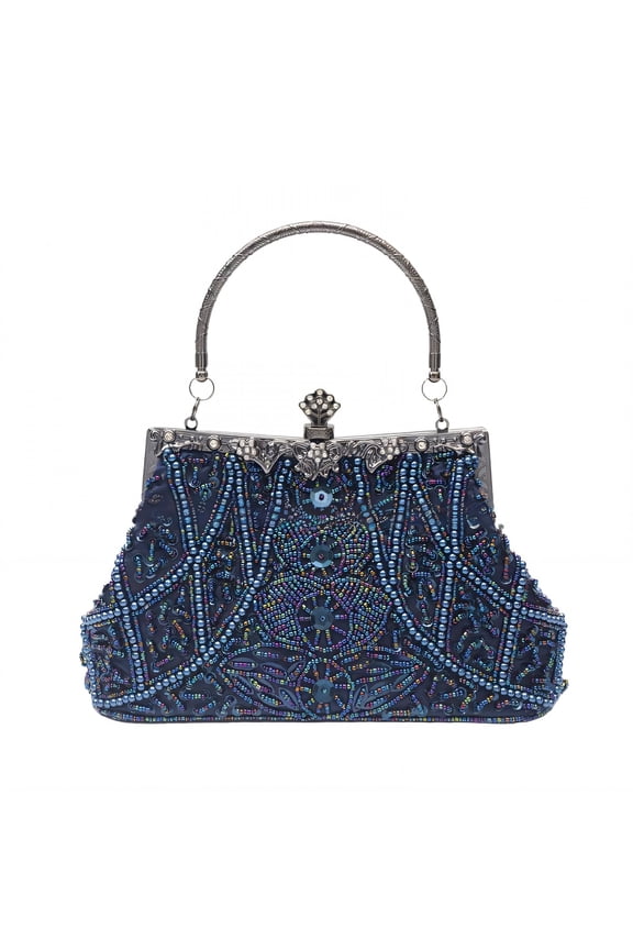Evening Bag,Satin Lining Clutch Purse,Spacious and Practical Ladies Purses,Blue