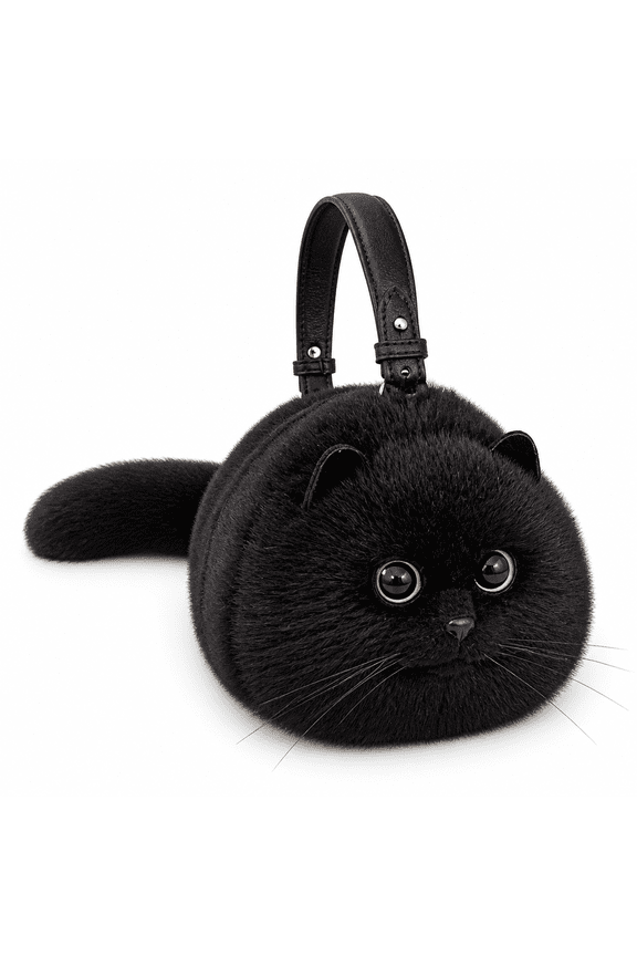 Furry Cat Purse, Kitty Purse, Kitty Cat Bag, Cat Shaped Shoulder Handbag Furry Cat Purse for Women and for Girls for Cat Lovers