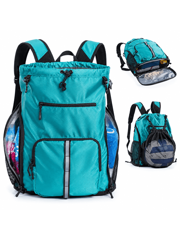 Large Beach Backpack Waterproof Sandproof - Oversized Drawstring Pool Bag with Shoe Compartment for Toiletries, Towels, Gym, Travel