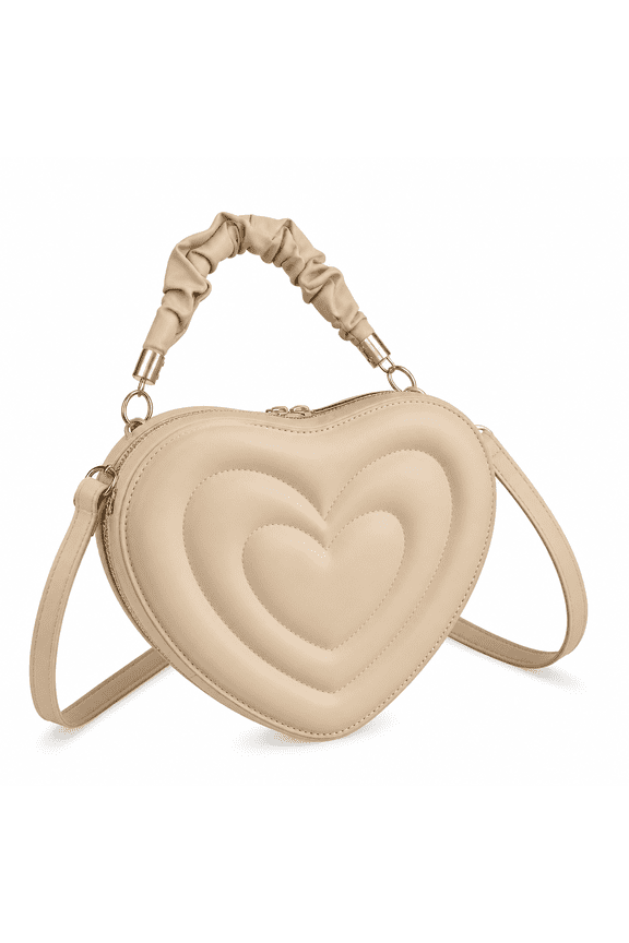 Leather Purses for Women,Preppy Style Heart Purse,Daily Essentials Small Purses for Women Crossbody,Khaki