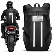 ELORIAH Motorcycle Backpack, Waterproof Helmet Backpack with Reflective Strips&Reflective Flag, 40L Large Bag with Laptop Pocket, Perfect for Travel, Daily Commute, Office Trips&Outdoor Riding