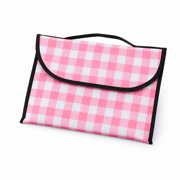 ELORIAH Outdoor Picnic Blanket Check, Large Foldable Plaid Beach Blanket Waterproof & Sandproof Pad Picnic Mat Camping Blanket Grid Tote Bag for Park Travel Music Festival