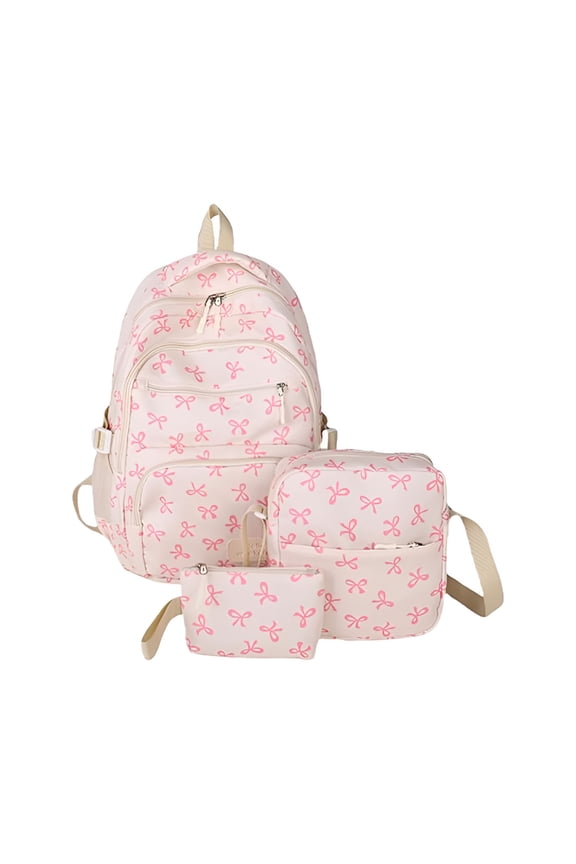 Pink Bow Backpack, Bow Backpack, Coquette Bow Daypack Cute Kawaii Rucksack With Built In Organizer Pink