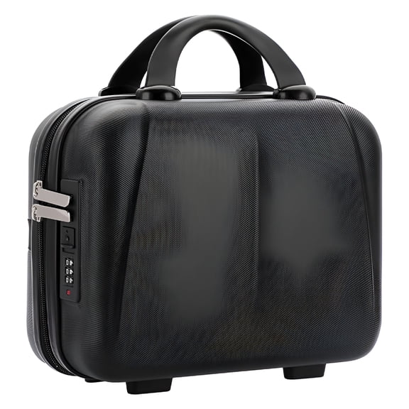 ELORIAH Portable Hard Shell Cosmetic Travel Case, Travel Hand Luggage with Elastic Band, ABS Carrying Makeup Case Suitcase with Clip-on Function, Black