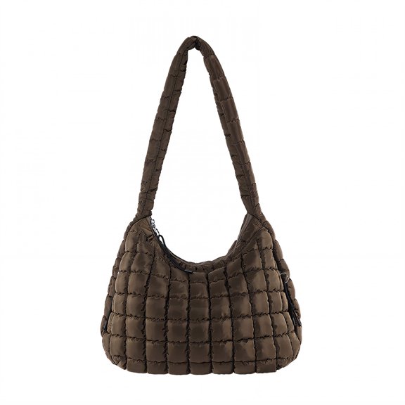 ELORIAH Puffy Tote Bag,Skin-Friendly Puffer Purse,Soft and Comfortable Puffy Bag,Brown