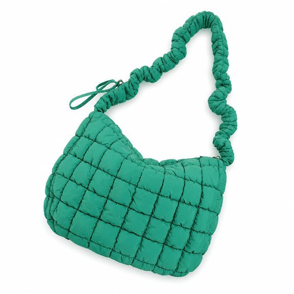 ELORIAH Puffy Tote Bag,Timeless Aesthetics Puffer Purse,Tear-Resistant Puffy Bag,Green