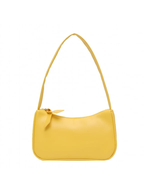 Simple Elegant Women Small Shoulder Bag Pure Color Sling Handbags (Yellow)