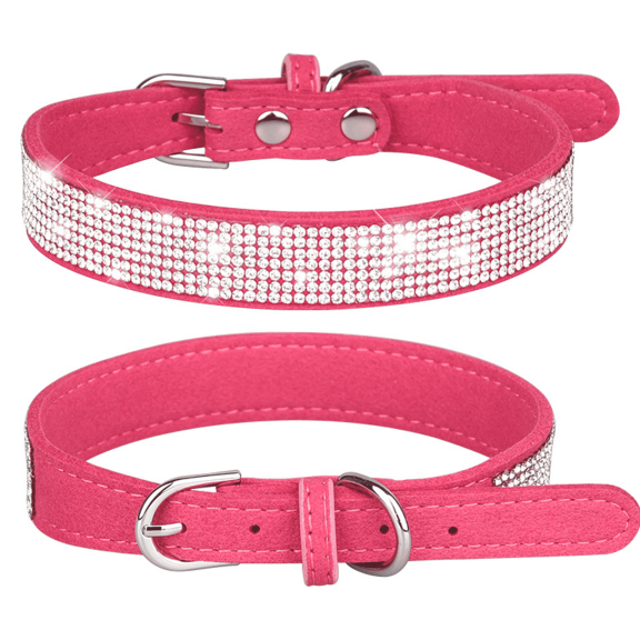 ELORIAH Small Dog Collar,Soft Faux Suede Dog Collar Featuring Rhinestones and Adorable Bow