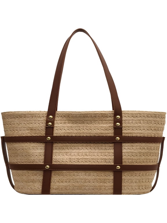 Straw Beach Bags for Women, Straw Tote Bag, Rattan Purses, Summer Raffia Handbag, Wicker Purse Shoulder Bag