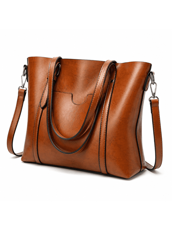 Tote Bag for Women,Premium Oil Wax Leather Leather Tote Bag for Women,Reinforced Shoulder Strap Womens Work Bag,Brown