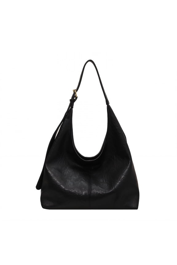 Tote Bag for Women,Smooth Long Shoulder Strap Leather Tote Bag for Women,Luxurious Shiny Hardware Womens Work Bag,Black