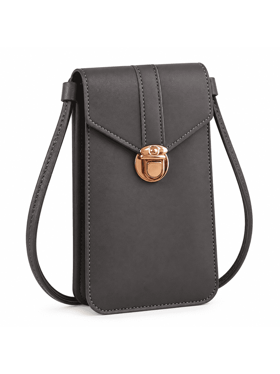 Touch Screen Crossbody Women Cell Phone Purse - Cross Body with Shoulder Strap Bag - Wallet Keeps Cash, Credit Cards, Phone Screens Safe - Dark Gray