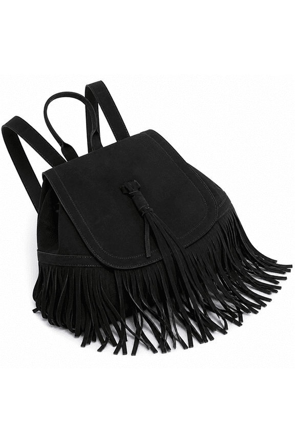 Women Backpack Purse Suede Fringed Tassel Shoulder Bag Fashion PU Leather Travel Bag Daypacks Purse