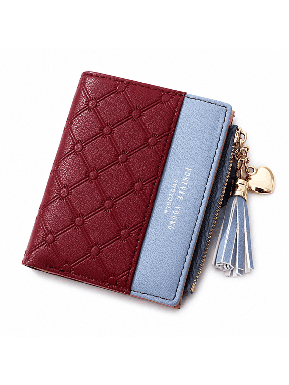 Women Wallets PU Leather Mini Ladies Purse Zipper Clutch Bag Money Card Holder for Women Girl (Red)