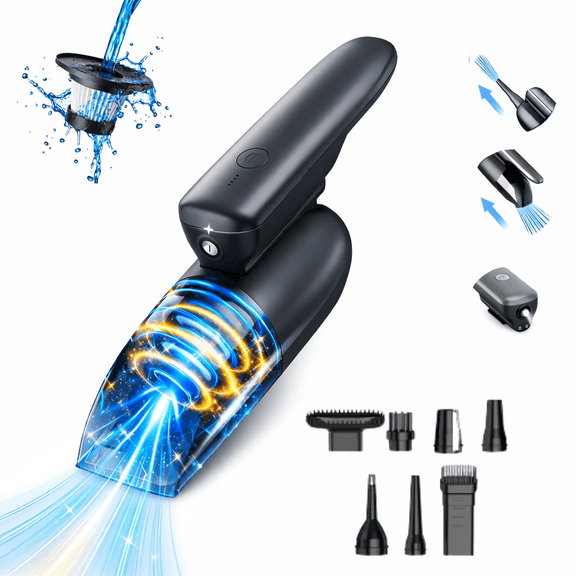 ELORTI Portable Car Vacuum Cordless, 10000Pa Powerful Suction Handheld for Pet Hair, Auto Detailing, Home Use with HEPA Filter