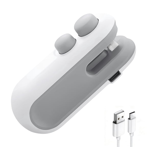 ELORTI Mini Bag Sealer, Handheld Heat Sealer for Plastic Bags, Portable Food Sealer Machine with Built-In Battery & Cutter for Food Storage, Snacks, Freshness Keep, White