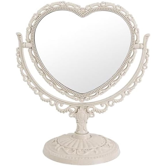 ELOYA- 7 Inch Vintage Heart Double Sided Vanity Mirror