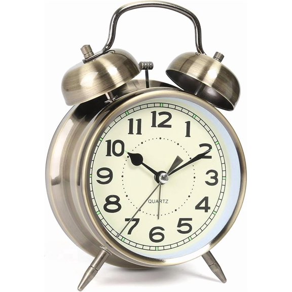 ELOYA- AYRELY Super Loud Alarm Clock for Heavy Sleepers Adults,Twin Bell Retro Inch Silent Non-Ticking Quartz with Backlight, Alarm Clocks for Bedrooms,Bedside,Study Room (Bronze)