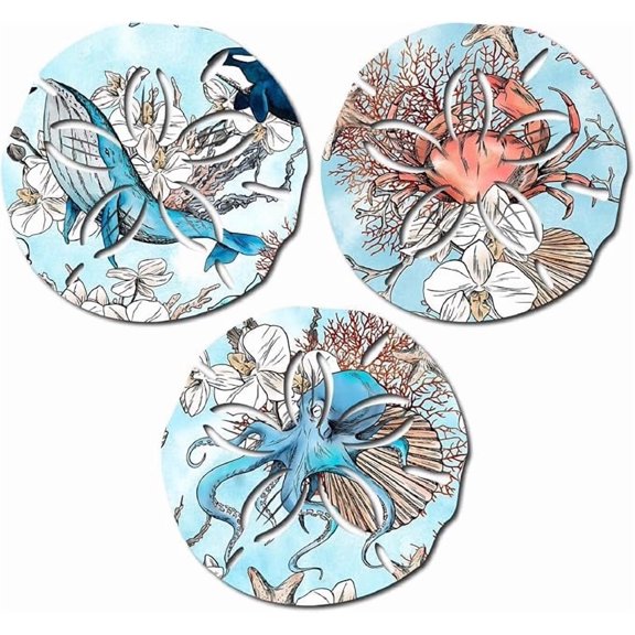 ELOYA- Brevoscht Pack Sand Dollar Wall Decor,Summer Wall Decor Wood Ocean Art Starfish Shell Wall Plaque, Outdoor Coastal Beach Wall Hanging Sign for Bathroom Living Room Home Sea Decoration