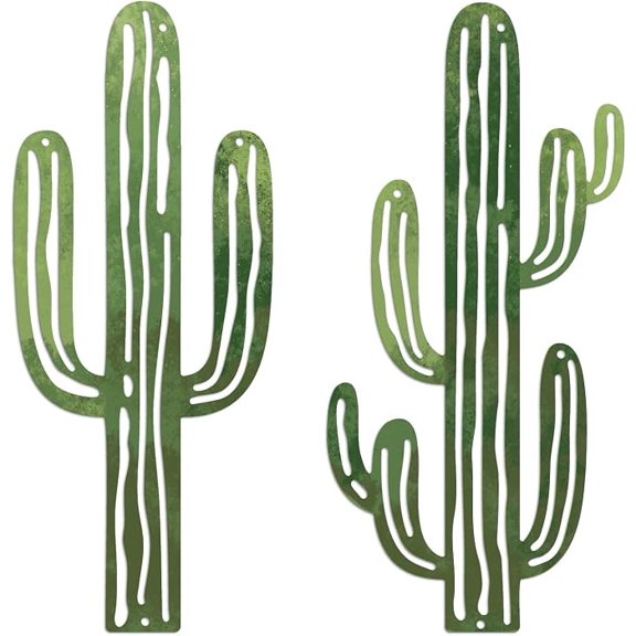 ELOYA- Cactus Metal Wall Decor, Set of 2 Cactus Metal Wall Hangings, Desert Western Farmhouse Rustic Hangings for Living Room Bedroom Entryway