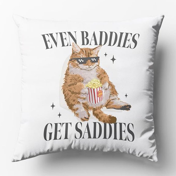 ELOYA- Mental Health Funny Cat Meme Throw Pillow Cover 18 x 18 Inches