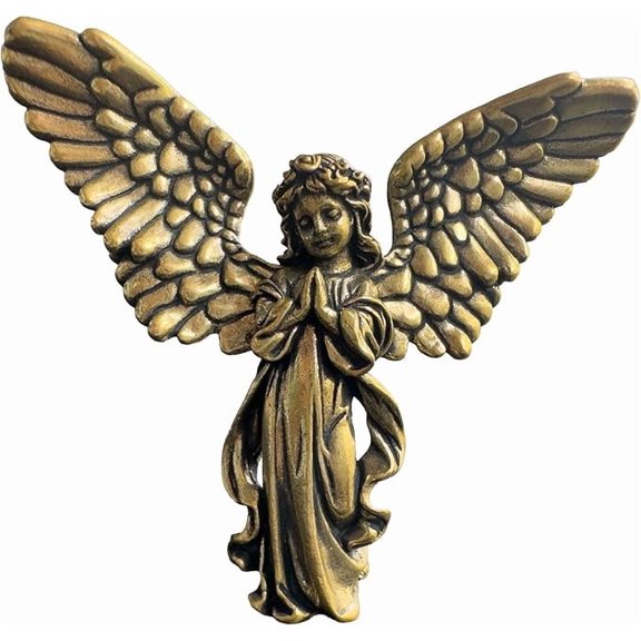 ELOYA- Praying Angel Statues, Prayer Angel Figurines, Vintage Brass Garden Angels Sculptures for Family Friends, Indoor Table Shelf Mantel Decorations (Angel Girl-A)