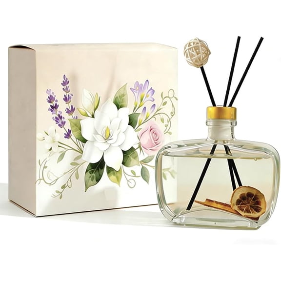 ELOYA- Reed Diffuser, Lavender Scented No Flame Air Freshener for Home, 100ml Long-Lasting Essential Oil Diffuser with Rattan Scent Sticks Lemon, Safe for Bedroom, Office, Bathroom