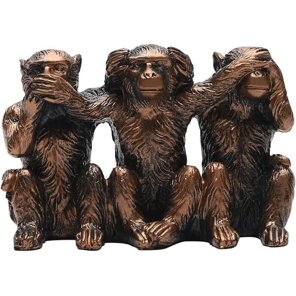 ELOYA- Resin Monkeys Statue See-No Speak-No Hear-No Evil, Brown, 2.8in