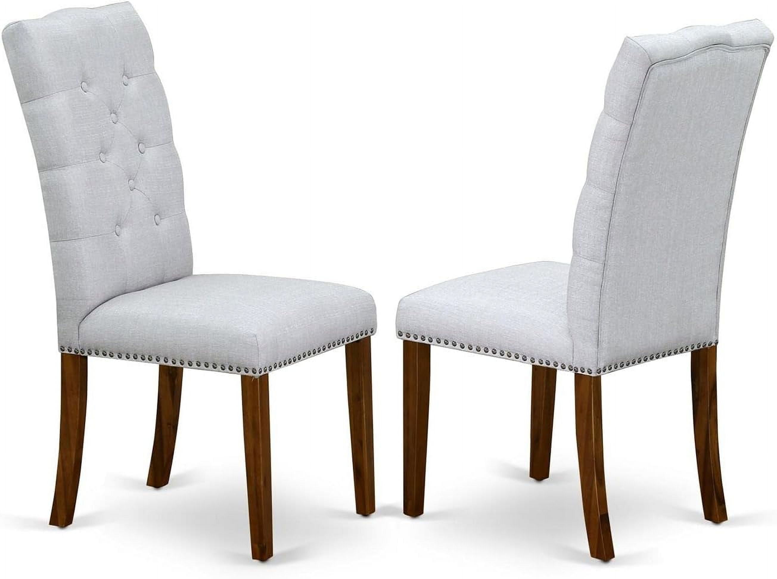 ELP8T05 Elsa Parson Dining Chairs - Button Tufted Nailhead Trim Grey ...