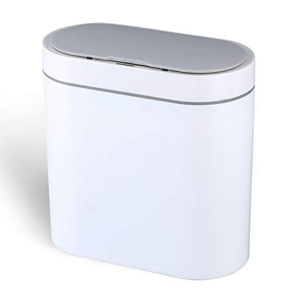 ELPHECO Bathroom Trash Can, 2.5 Gallon Waterproof Motion Sensor Small with Lids, 9.5 Liters Slim Plastic Narrow Automatic Bedroom Office , White