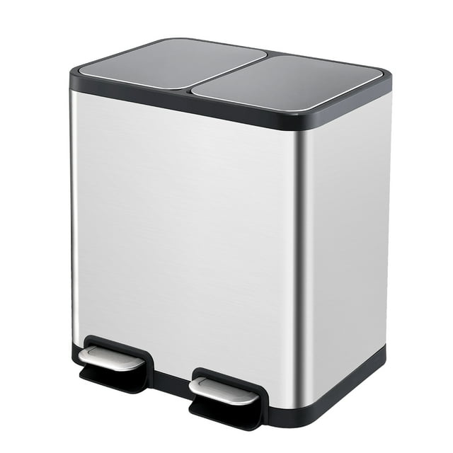 ELPHECO Dual Compartment Recycling Kitchen Step Trash Can 13.2 Gallon
