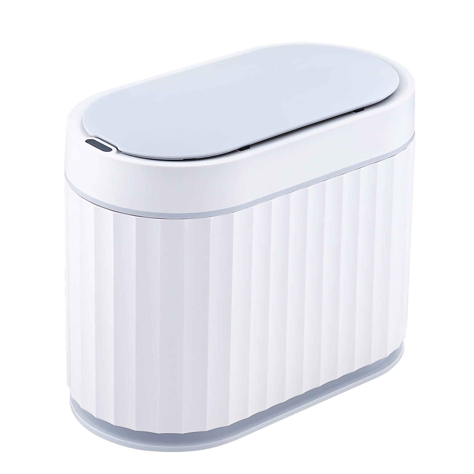 Compact White and Gray Motion Sensor Trash Can, 1.3 Gallon