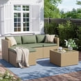 thumbnail image 1 of ELPOSUN 3-Piece Patio Furniture Conversation Set, All-Weather Wicker Outdoor Sectional Sofa Set with Table & Cushions, Green, 1 of 7