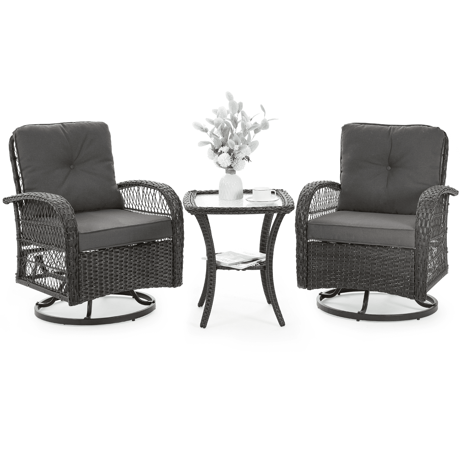 ELPOSUN 3 Pieces Patio Furniture Set, Outdoor Swivel Gliders Rocker