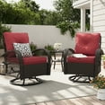 thumbnail image 1 of ELPOSUN 3 Pieces Patio Furniture Set, Outdoor Swivel Gliders Rocker, Wicker Patio Bistro Set with Rattan Rocking Chair, Glass Top Side Table and Thickened Cushions for Porch Deck Backyard, 1 of 9