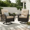 thumbnail image 1 of ELPOSUN 3 Pieces Patio Furniture Set, Outdoor Swivel Gliders Rocker, Wicker Patio Bistro Set with Rattan Rocking Chair, Glass Top Side Table and Thickened Cushions for Porch Deck Backyard, 1 of 8