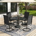 thumbnail image 1 of ELPOSUN 5 Piece Outdoor Patio Dining Set Swivel High Back Padded Textilene Chairs and Round Table Furniture Set,Black, 1 of 6