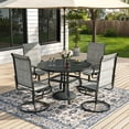 thumbnail image 1 of ELPOSUN 5 Piece Outdoor Patio Dining Set Swivel High Back Padded Textilene Chairs and Round Table Furniture Set,Light Gray, 1 of 8
