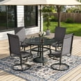 thumbnail image 1 of ELPOSUN 5 Piece Outdoor Patio Dining Set Swivel High Back Textilene Chairs and Round Table Furniture Set,Dark Gray, 1 of 7
