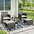 thumbnail image 1 of ELPOSUN 5-Piece Outdoor Rattan Patio Furniture Set, Conversation Chair with Side Table & Storage Ottoman for Small Balcony, Porch, Deck, Poolside, Black, 1 of 8