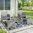 thumbnail image 1 of ELPOSUN 5-Piece Outdoor Rattan Patio Furniture Set, Conversation Chair with Side Table & Storage Ottoman for Small Balcony, Porch, Deck, Poolside, Gray, 1 of 8