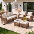 thumbnail image 1 of ELPOSUN 5-Piece Patio Furniture Set, All-Weather Open-Weave Wicker Outdoor Conversation Set, Thick Waterproof Cushions, for Garden and Backyard, Yellow & White, 1 of 10