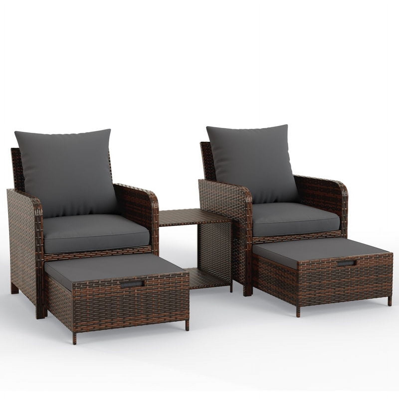Wicker chairs with ottoman underneath deals