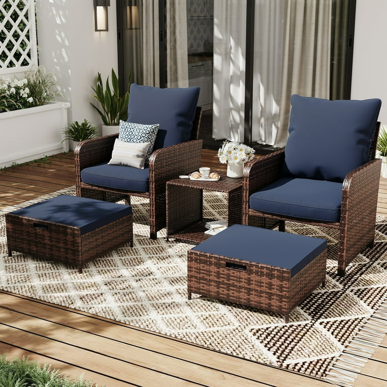 Patio Furniture Sets Wicker Chair With Nesting Ottoman Wicker