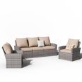 thumbnail image 1 of ELPOSUN 5 Pieces Outdoor Sectional PE Rattan Conversation Sofa Set with Gray Wicker, Beige, 1 of 6
