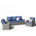 thumbnail image 1 of ELPOSUN 5 Pieces Outdoor Sectional PE Rattan Conversation Sofa Set with Gray Wicker, Blue, 1 of 6