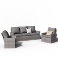 thumbnail image 1 of ELPOSUN 5 Pieces Outdoor Sectional PE Rattan Conversation Sofa Set with Gray Wicker, Gray, 1 of 6