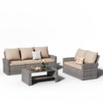 thumbnail image 1 of ELPOSUN 5 Pieces Outdoor Sectional PE Rattan Conversation Sofa Set with Gray Wicker Lovest, Beige, 1 of 6